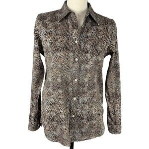 Chaps Button Up Shirt Women Small Animal Print Inspired Long Sleeve Fitted